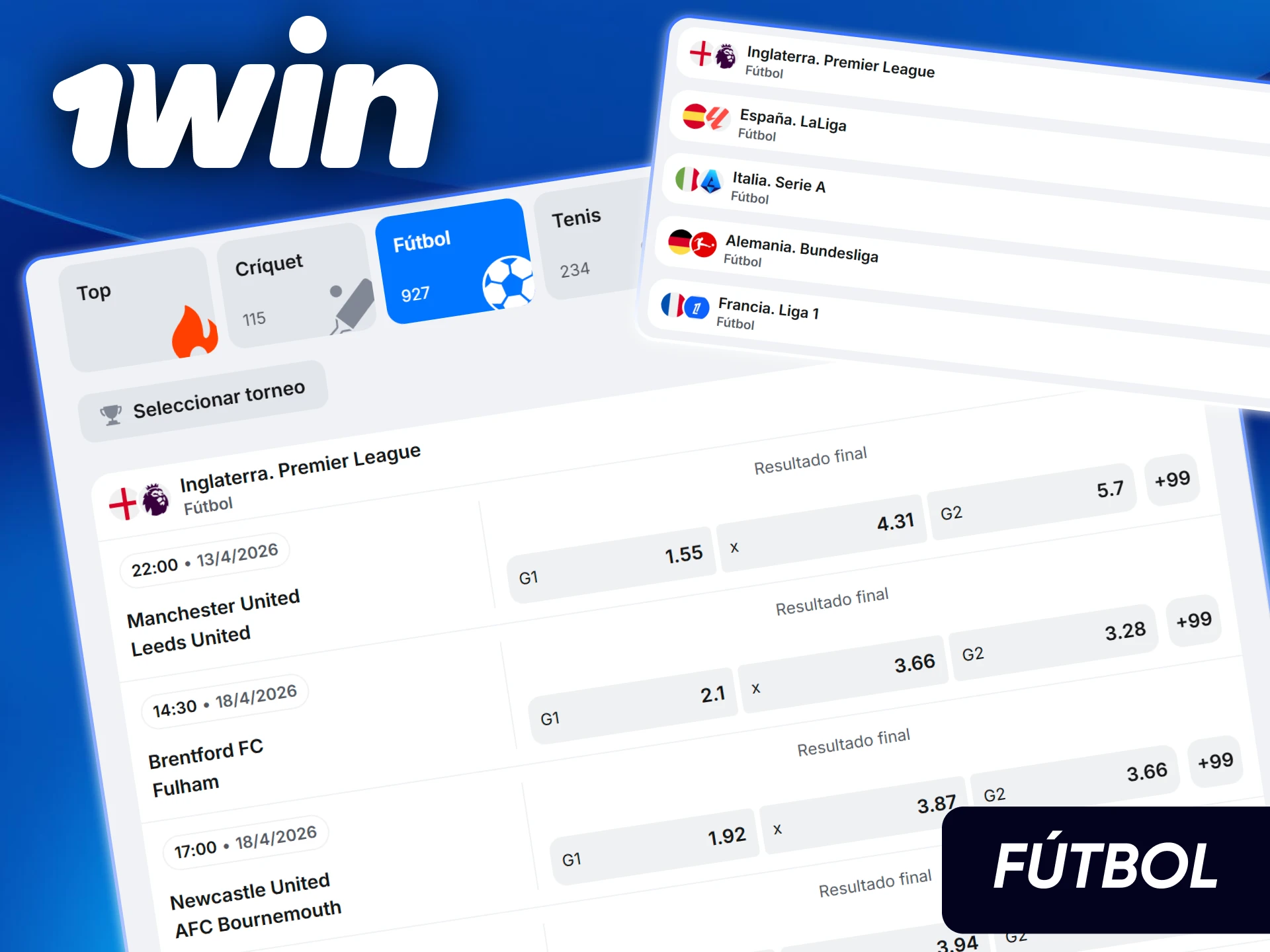 Apuestas para la Primera División de Chile y torneos internacionales como la Champions League en el sitio oficial de 1win.