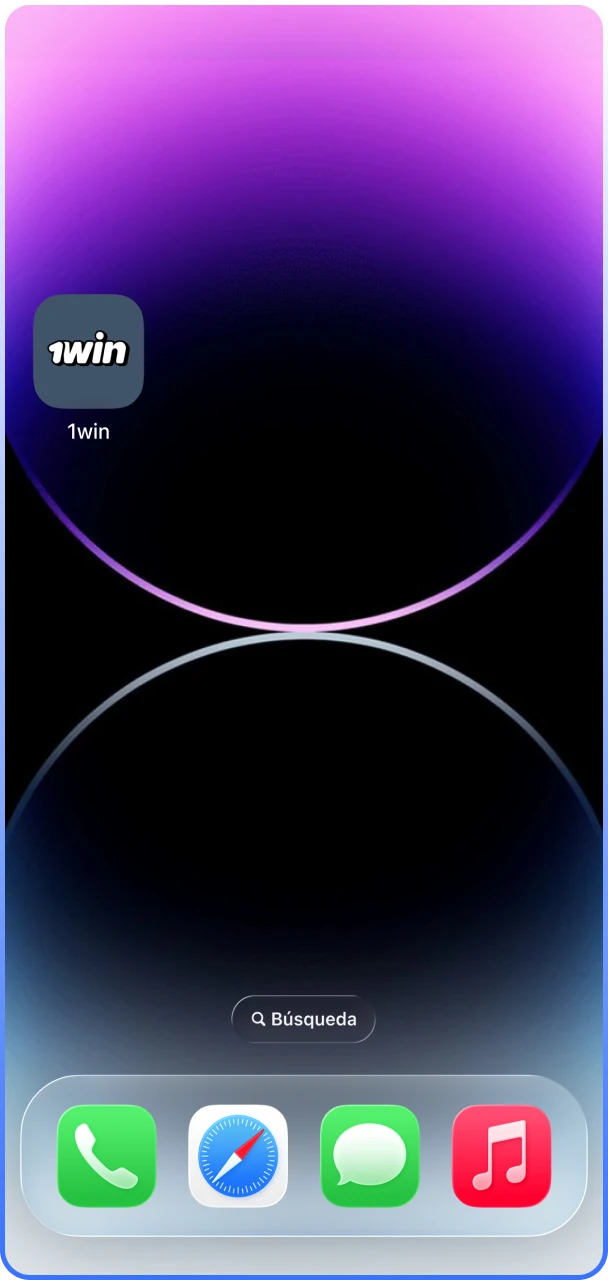 Acceso inmediato a la plataforma oficial de 1win desde el icono instalado en el iPhone.